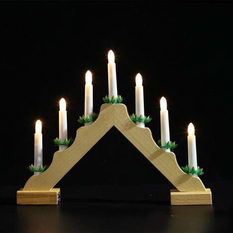 Wooden Pre-Lit Candle Bridge Arch Window Christmas Tree Decoration ...