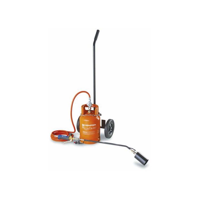 Désherbeur thermique allumage piezzo bouteille gaz sur chariot tuyau 4m KEMPER - 05795