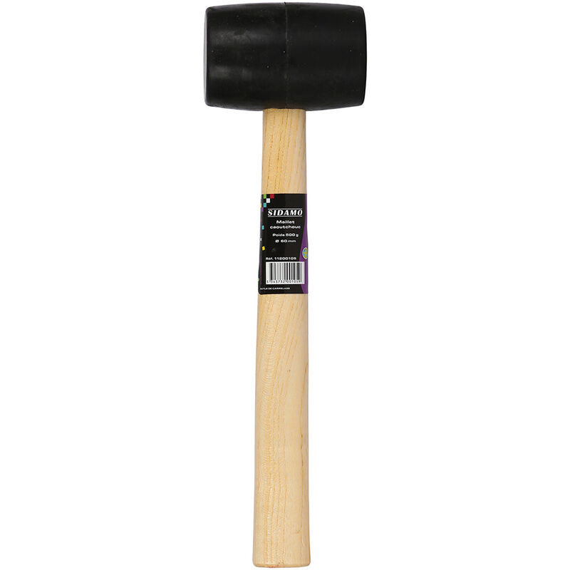 MAILLET CAOUTCHOUC NOIR 500G - 60MM SIDAMO - 11200105