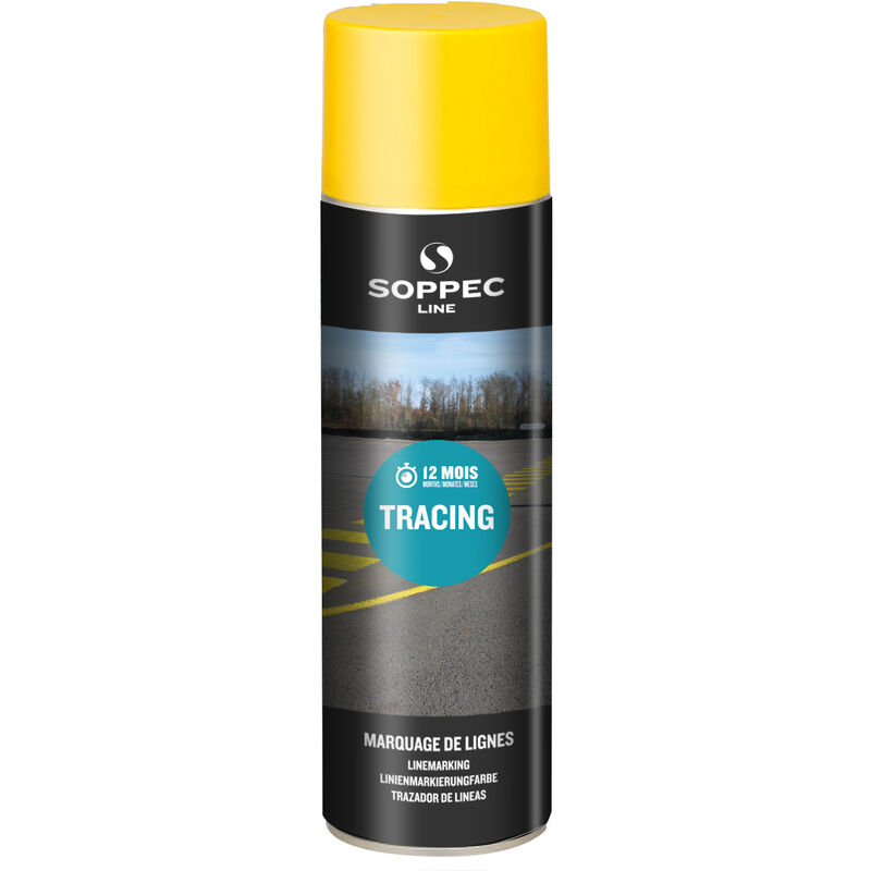 Bombe de peinture - Traceur de ligne SOPPEC pour le marquage jaune tracing 500 ml - 151602