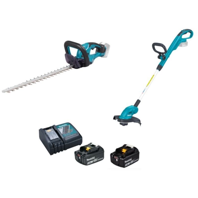 Pack 2 machines jardin MAKITA taille haies + coupe herbe avec batteries ...