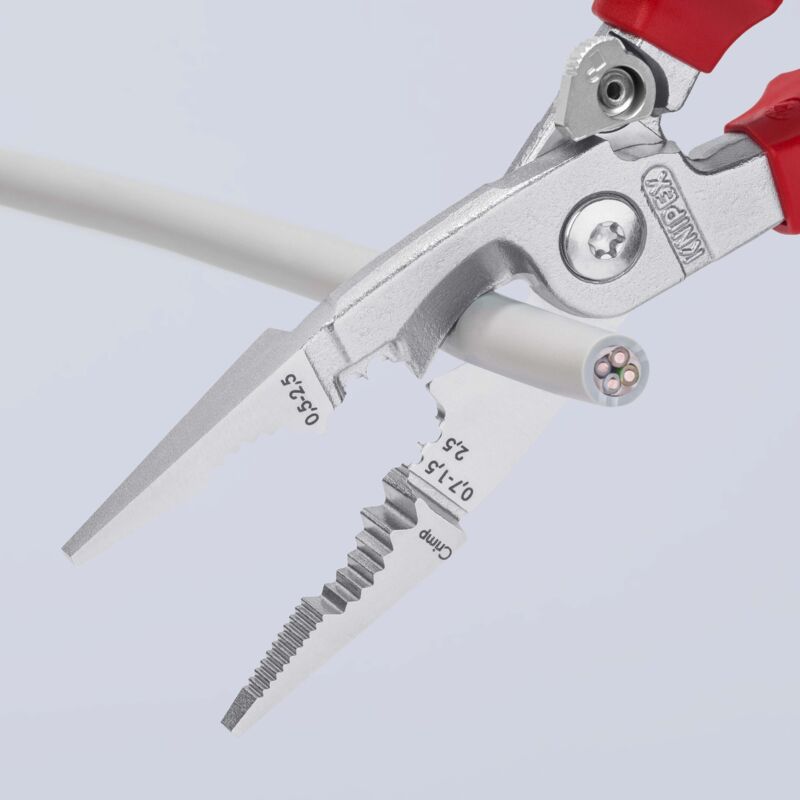 Knipex 13 96 200 T Pince Électricien Multifonction VDE – 6 En 1, Isolée, Antichute, 200 Mm Avec Œillet