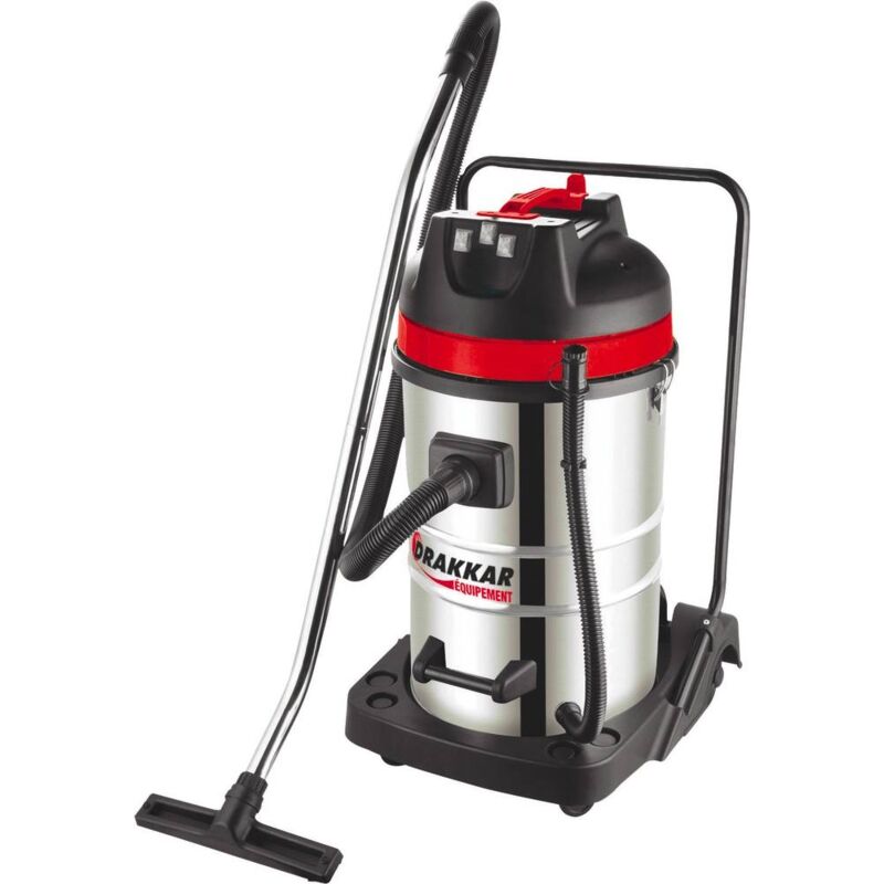 Aspirateur eau et poussière 80L 230V 3600W DRAKKAR cuve inox basculante/3 moteurs - 07408