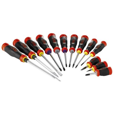 JEU 13 TOURNEVIS FENTE PHILLIPS ET POZIDRIV SAM OUTILLAGE - TJ13 (1/4)