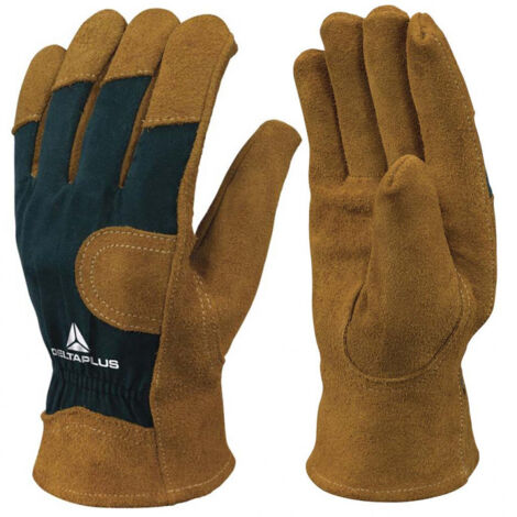 Gants De Travail Delta Plus - Paume Fleur De Bovin, Dos En Croûte Grise - Taille 10