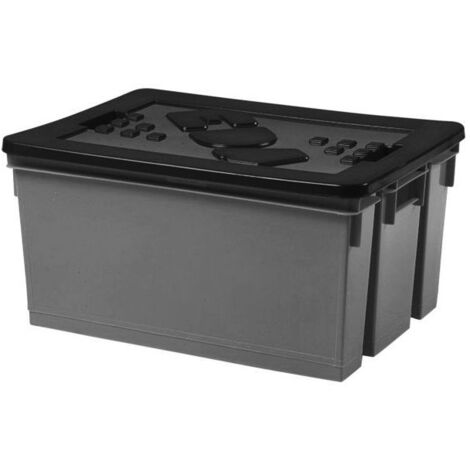 EDA – Bac de rangement renforcé 50L avec couvercle clipsable – Dimensions 560x410x295mm – Charge maximale élevée pour stockage sécurisé