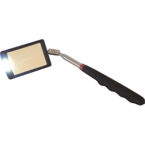Drakkar Equipement – Miroir d'inspection télescopique 5783 – Longueur ajustable de 290 à 876 mm – Éclairage LED pour espaces difficiles d'accès