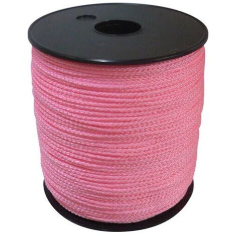 Sodise – Cordeau tressé en polypropylène fluo rose 2mm x 200m – Traitement anti-UV pour conditions extérieures – Compatible outils de jardinage