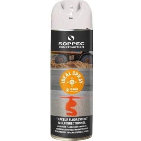 Bombe de peinture - Traceur de chantier blanc multidirectionnel ideal spray SOPPEC 9-12 mois - 141800o