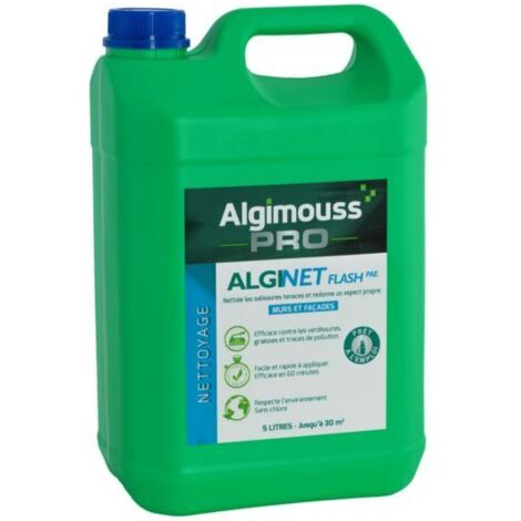 Nettoyant façades prêt à l'emploi 5L – Antimousse pour toit, mur et sol – Élimine salissures et moisissures – 19001 – Algimouss