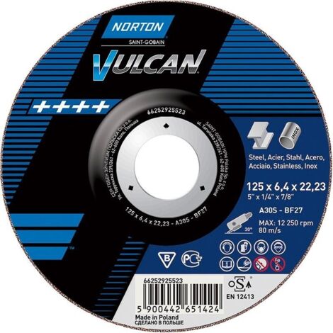 Disque de tronconnage Norton VULCAN Diam. 125 Epaisseur 6.5 pour Acier / Inox -66252925523 (1/2)