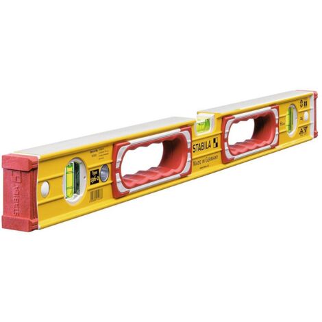 Stabila – Niveau à bulle 61 cm en aluminium – Précision 0.50 mm/M – 3 fioles – Profilé rectangulaire avec nervures de renfort