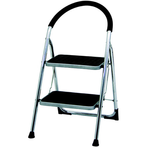 Centaure – Marchepied acier chromé 2 marches – Charge maximale 150 kg – Marches antidérapantes 26 x 38 cm – Fonction siège – 450302