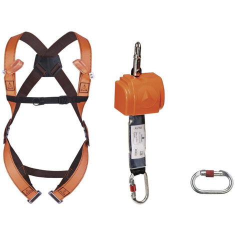 Delta Plus – Kit antichute vertical et horizontal 2,50m taille S/M/L – Harnais avec 2 points d'accrochage – Certification EN360 – ELARA140GT