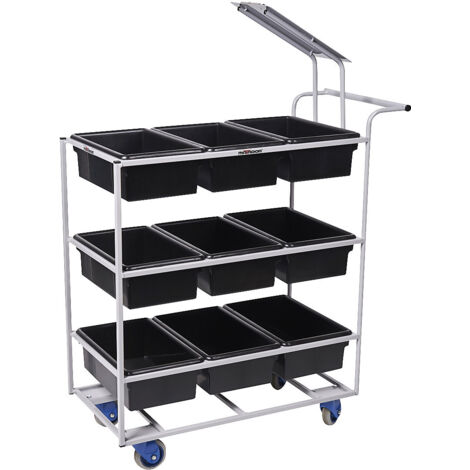 Chariot De Nettoyage Maxima 5 Bacs - Acier Inoxydable - Roues Pivotantes Avec Freins - Pour Restauration