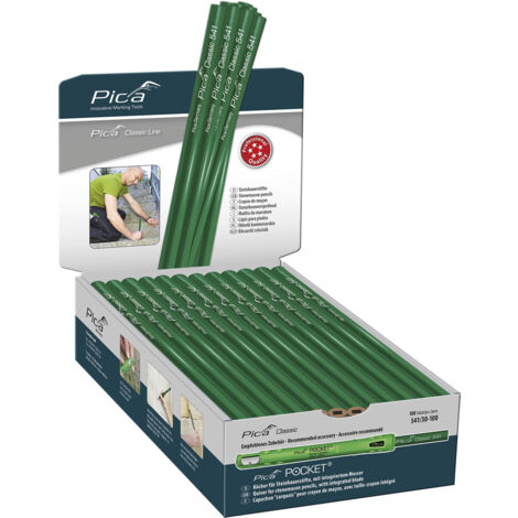 Crayon de maçon 30cm 5413010 – Dureté de mine 10H – Pour surfaces dures comme béton et pierre – Version professionnelle – Pica - 54130-100