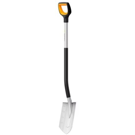 Fiskars – Bêche pointue 120 cm – Tête en acier au bore – Poignée ergonomique SoftGrip™ – Repose-pied antidérapant pour creusement précis