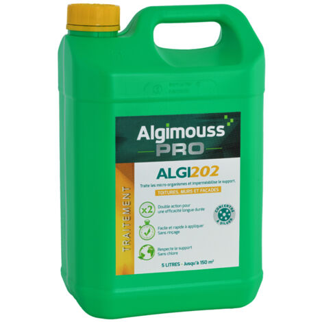 Traitement et imperméabilisant toitures et façades 5L – Antimousse concentré à diluer – Résistance humidité – 58001 – Algimouss