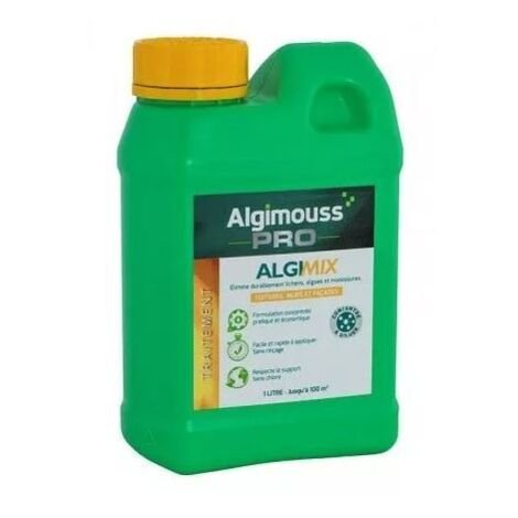 Traitement concentré antimousse pour toitures et façades – Élimine lichens et algues – 1 Litre – 14001 – Algimouss