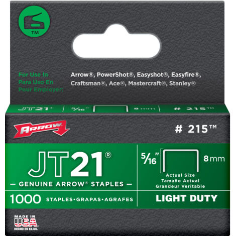 Agrafes JT21 8 mm – Acier galvanisé – Boîte de 1000 agrafes – Pour agrafeuses T27 et JT21 – Applications décoratives et capitonnage – Vinmer