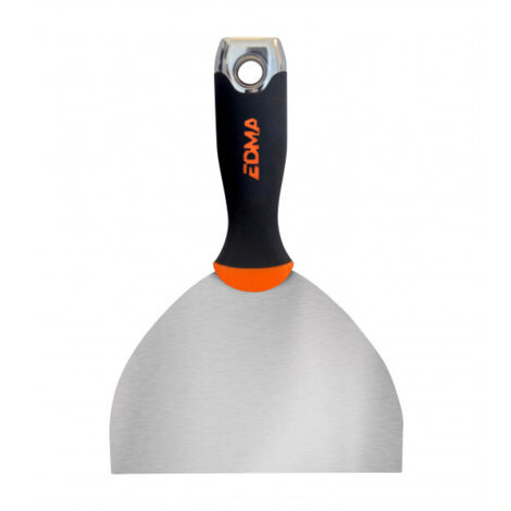 Edma – Couteau à enduire 165855 – Lame souple inox 15 cm – Manche bi-matière ergonomique – Pour enduits plâtre et acrylique