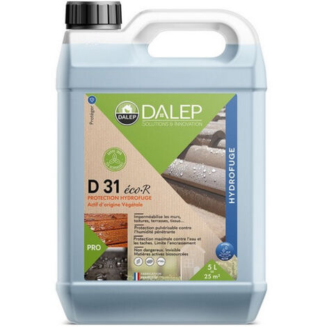 Dalep – Protection D 31 éco·R hydrofuge – Bidon 5 L – Application pulvérisable pour murs et terrasses – Actif d'origine végétale