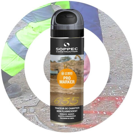 Bombe de peinture - Traceur de chantier SOPPEC non fluorescent promarker gris 9-12 mois - 141507
