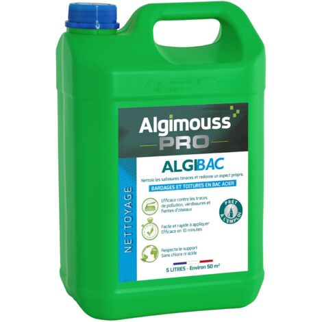 Nettoyant bardage 5 litres – Antimousse pour surfaces extérieures – Application facile – 74001 – Algimouss (1/2)