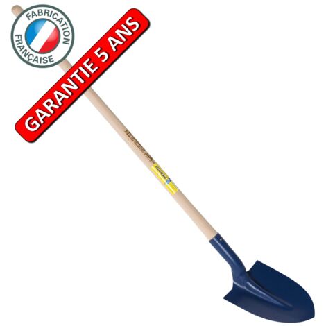 Pelle à terre de tranchée 21 emmanchée – Acier au bore forgé à chaud – Poids 1,45Kg – Dureté 170/180 Kg/mm² – Fabrication française – Outils Perrin