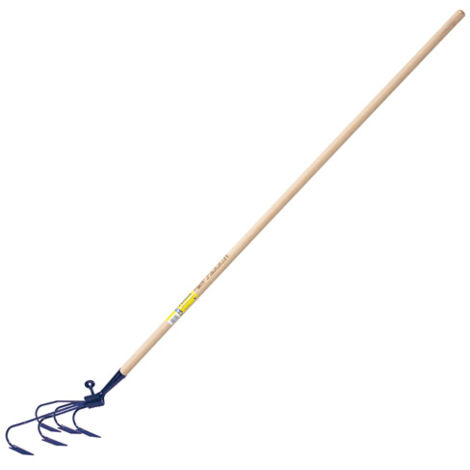 Cultivateur 5 socs en acier forgé – Manche en bois pour confort – Dents tranchantes pour aération du sol – Fabrication française – Outils Perrin (1/2)