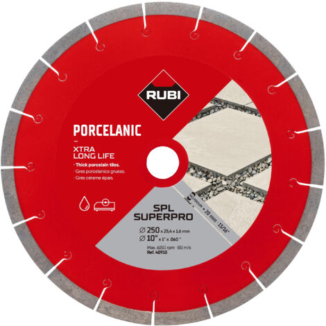 Rubi – Disque diamant pour meuleuse 250 mm – Alésage 25,4 mm – J-SLOT pour grès cérame – 40910