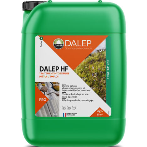 Dalep – Traitement fongicide et hydrofuge prêt à l'emploi – Bidon 20 L – Élimine lichens et algues – Imperméabilise toitures et murs