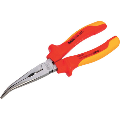 PINCE BEC DEMI ROND COUDE ISOLEE 160 MM SAM OUTILLAGE - 23916TI (1/2)