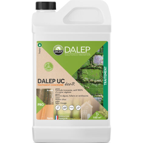 Dalep – Traitement éco·R Concentré pour toiture et murs – 1 L – Élimine lichens, algues et champignons – Effet longue durée