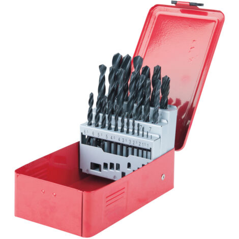 Ks Tools – Coffret de forets HSS-R laminés 25 pcs – Plage de perçage 1-13mm – Acier haute performance pour métal – Norme DIN 338 type N