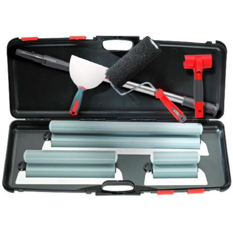 L'Outil Parfait – Valise Décoliss Lissage – Kit 9 pièces pour application enduits – Lame inox trempé 0,3mm – Rouleau 220mm pour surfaces lisses