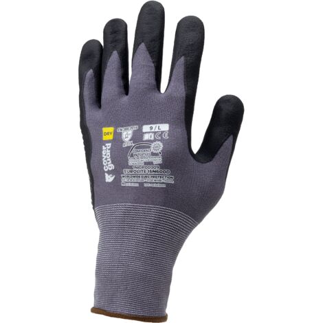 Coverguard – Gants de manutention EUROLITE 15N600D gris/noir – Polyamide – Jauge 15 – Enduction micro-mousse nitrile avec picots – Certifiés OEKO-TEX®