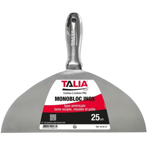 Couteau à enduire monobloc type américain inox 25cm - TALIAPLAST - 440437