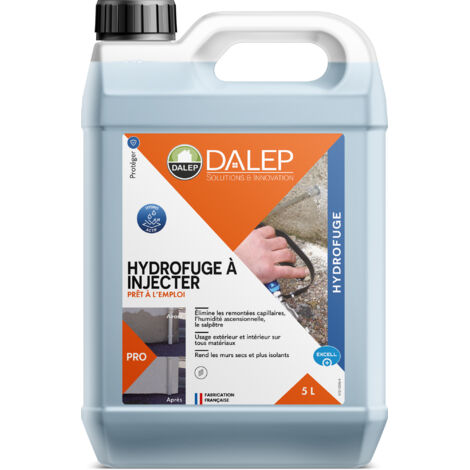 Dalep – Hydrofuge à injecter 5 L – Prêt à l'emploi pour parpaings et briques – Barrière étanche contre humidité et salpêtre