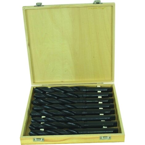 Sodise – Foret à métaux laminé 24-31mm cône morse N°3 – Coffret bois de 8 pièces – Acier 4241 pour perçage précis (1/2)