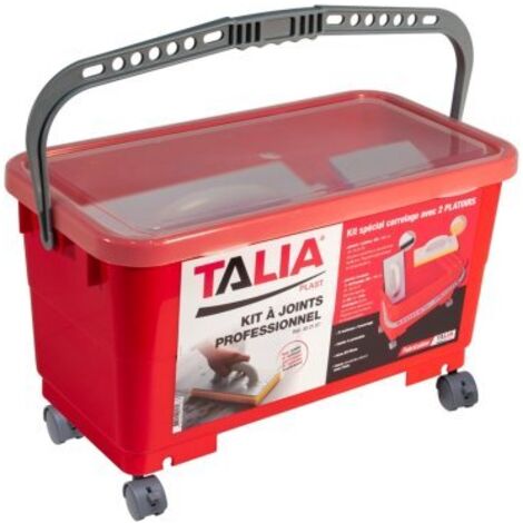 Taliaplast – Kit joints professionnel 23 litres – Seau avec 4 roues – Set de 3 rouleaux pour essorer – Tamis de pression et platoir inclus