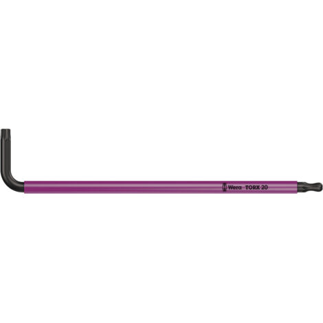 Cle male coudee WERA BlackLaser TORX avec alesage T20 (1/5)