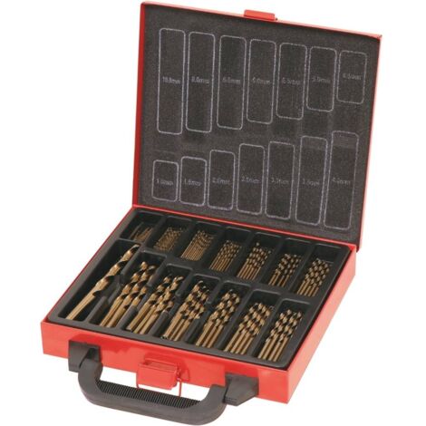 Valise métallique 120 forets métaux HSS 5% cobalt taillés meulés de 1 à 10mm DRAKKAR TOOLS - 23290 (1/2)