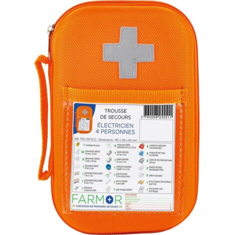 Trousse de secours Électricien 4 personnes en EVA Orange Fluo - Farmor (1/2)