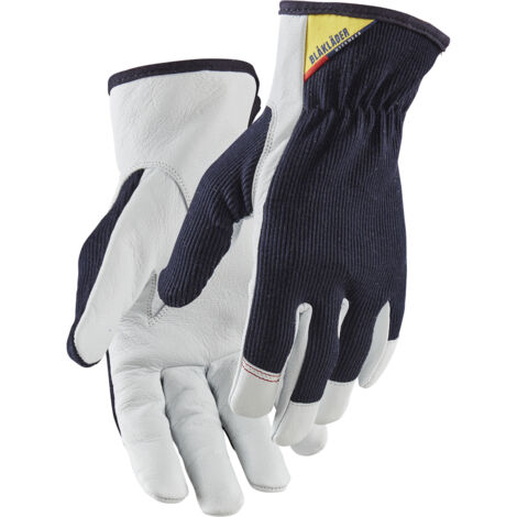 Lot de 12 paires de gants de protection en cuir renforcé 2801 - Marine foncé/Blanc 10