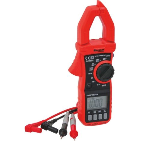 Drakkar Equipement – Pince ampèremétrique 600A – Tension jusqu'à 600V – Écran LCD rétroéclairé – Protection anti-chocs – Livrée avec étui et cordons de test (1/2)