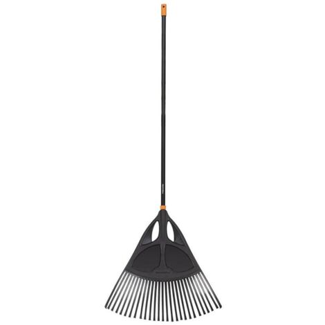 Fiskars – Balai à feuilles XL 65cm – Manche en aluminium léger – 27 dents plates en plastique rigide – Pour ratisser grandes surfaces