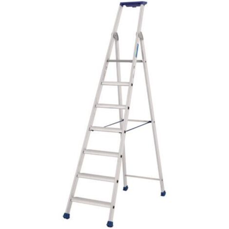 Tubesca Comabi – Marchepied aluminium 10 marches – Charge maximale 150 kg – Hauteur d'accès 4,28 m – Norme EN 131 – Sabots antidérapants