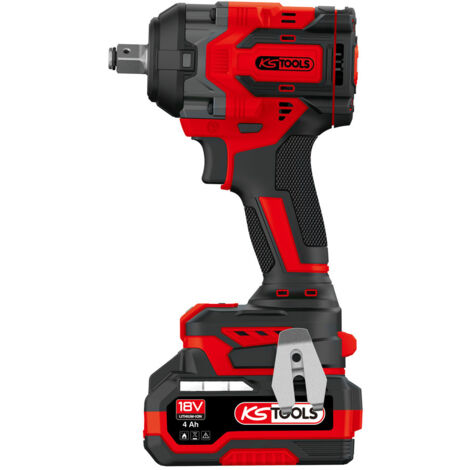 KS Tools - Mini clé à chocs 1/2" sur batterie - Clé à choc sans fil brushless - Puissance 18 V - 850 Nm - 1,5 kg sans batterie - Livrée en coffret avec 2 batteries 4Ah - 515.4710F