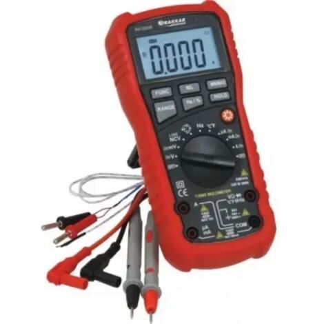 Drakkar Equipement – Multimètre digital automatique – Plage de mesure jusqu'à 1000V – Courant jusqu'à 10A – CAT III 1000V – Sonde température incluse